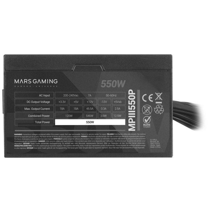 Mars Gaming MPIII550P, Fonte de Alimentação PC ATX 550W, 5 Anos de…