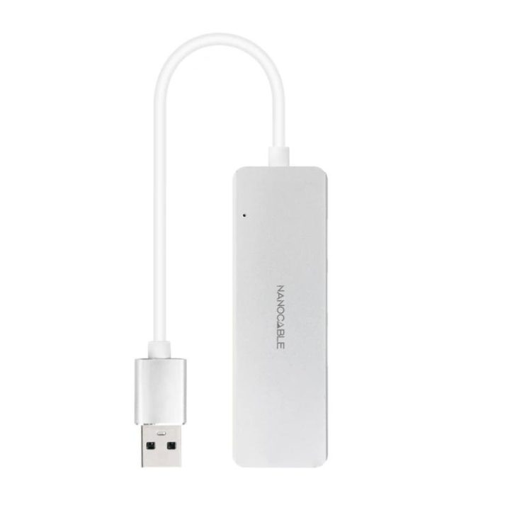 Hub Nanocable USB-A 3.0 para 4xUSB3.0, USB-A/M-USB 3.0/H, Alumínio…