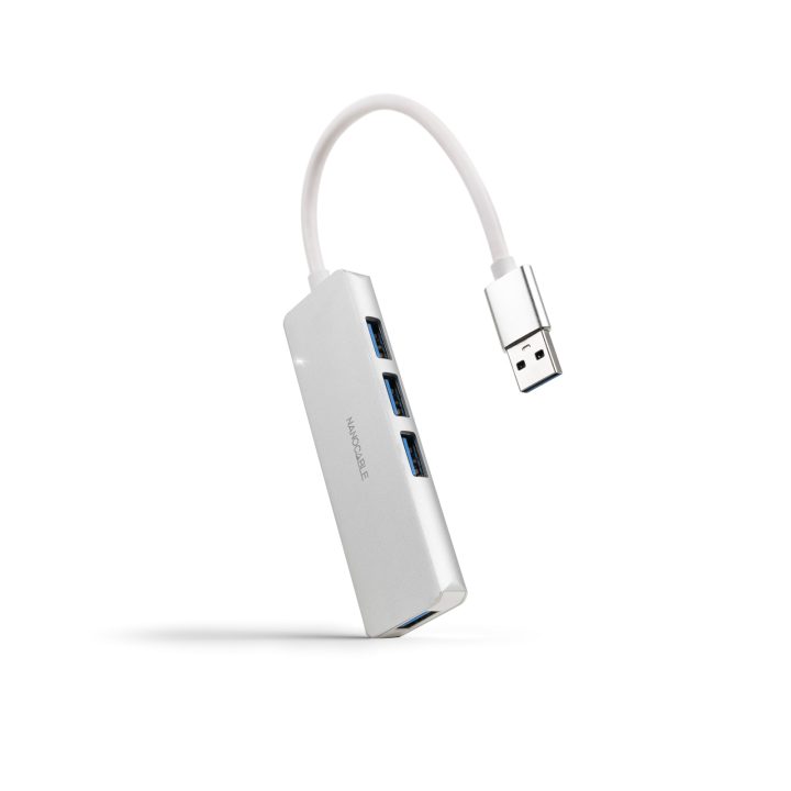 Hub Nanocable USB-A 3.0 para 4xUSB3.0, USB-A/M-USB 3.0/H, Alumínio…