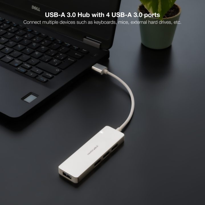 Nanocable Hub USB-A 3.0. a 4xUSB3.0, USB-A/M-USB 3.0/H, Aluminio…