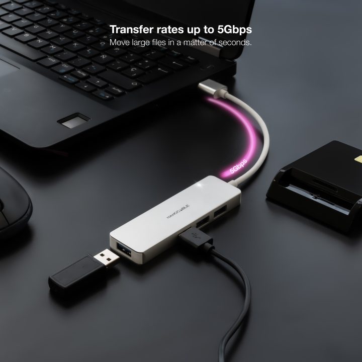 Nanocable USB-A 3.0 Hub to 4xUSB3.0, USB-A/M-USB 3.0/H, Aluminum…