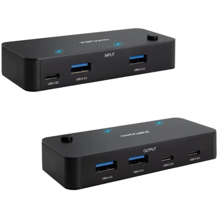 Nanocable Switch Conmutador 2x USB 3.0 a 2xUSB-A 3.0 + 2x USB-C 3.0