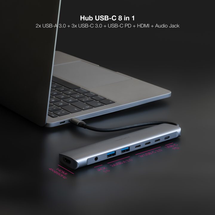 Nanocable Hub USB-C 8 em 1, Conversor USB-C 3.1 para 2xUSB-A 3.0 +…