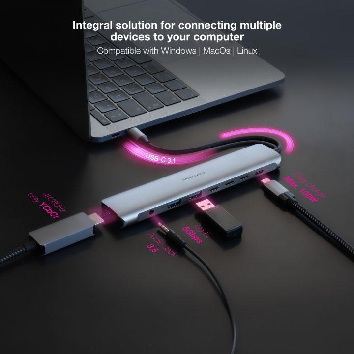 Nanocable Hub USB-C 8 en 1, Conversor USB-C 3.1 a 2xUSB-A 3.0 +…