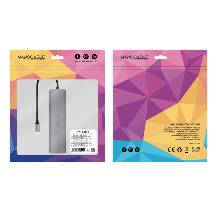 Nanocable Hub USB-C 8 en 1, Conversor USB-C 3.1 a 2xUSB-A 3.0 +…
