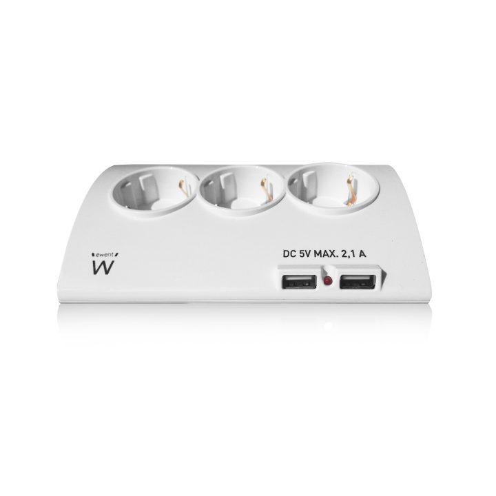 Ewent EW3935 base múltiple 1,5 m 5 salidas AC Interior Blanco