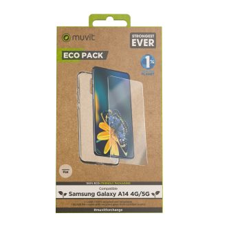 Muvit Case for Samsung Galaxy A14 4G-5G + Flat Tempered Glass Screen…