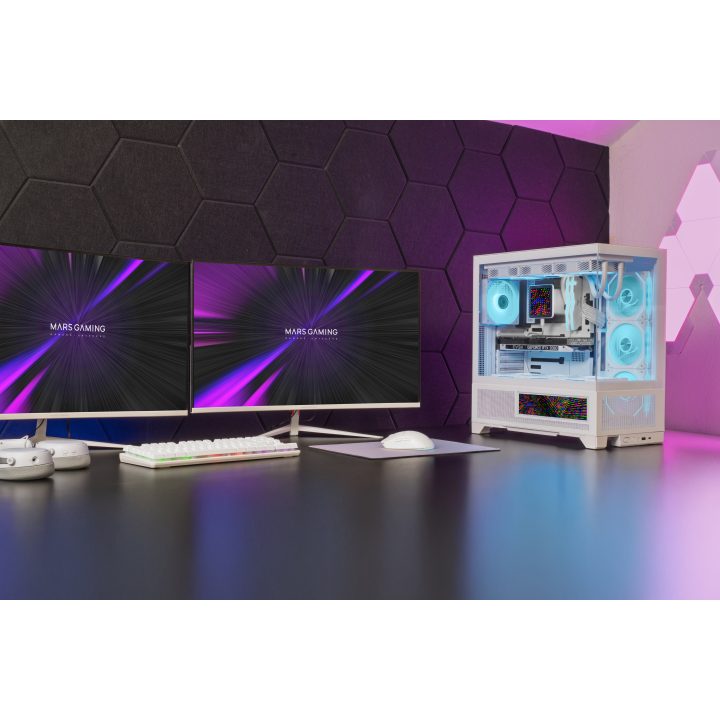 Mars Gaming MCLCDXW White Midi Tower Computer Case