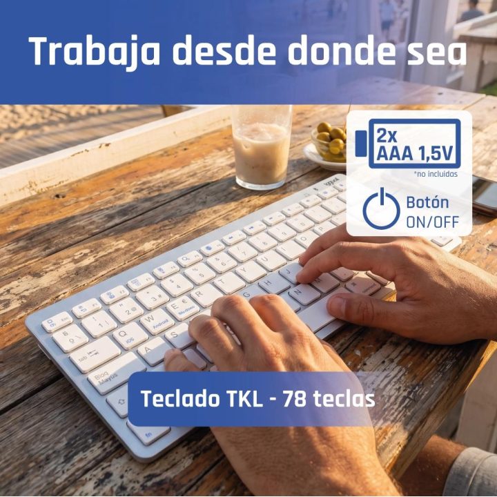 Teclado Bluetooth Slim TKL-BT prata iggual 2 canais