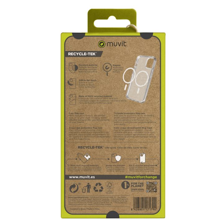Muvit recycletek MagSafe Case for Apple iPhone 15 Clear (MCBKC0294)