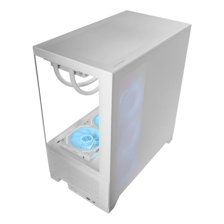 Mars Gaming MCLCDXW White Midi Tower Computer Case