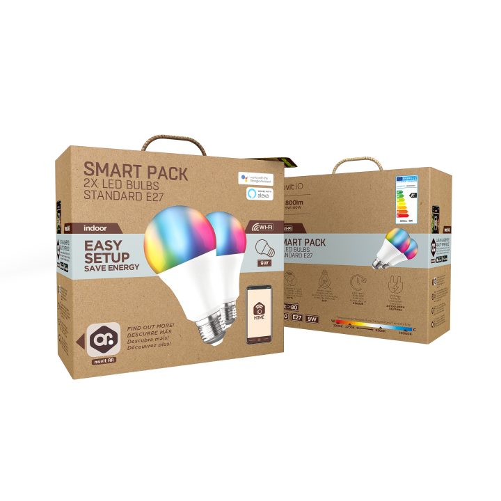 Lâmpada Muvit io A60 E27 9W RGB pack 2 unidades (MIOPAK007)