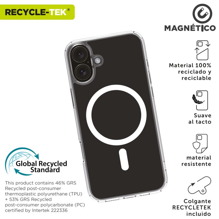 Muvit recycletek MagSafe Clear Case for Apple iPhone 16 (MCBKC0304)