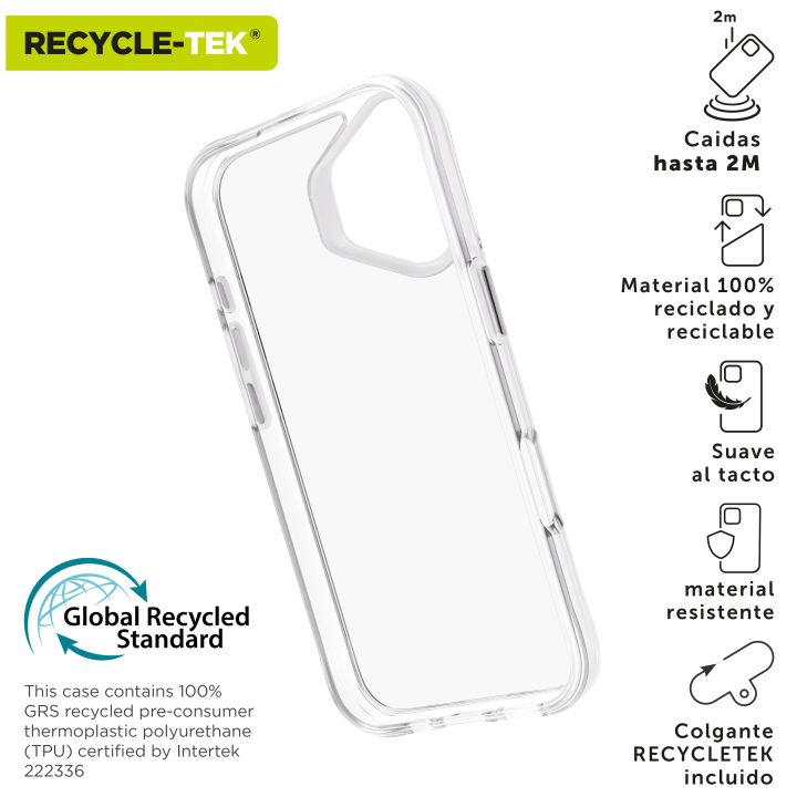 Capa Muvit shockproof 2m para Apple iPhone 16 transparente (MCSPS0034)