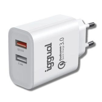 iggual Dual Charger 2xUSB Fast Charging QC3.0 30W