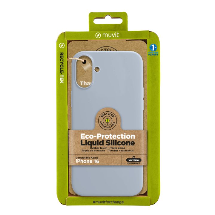 Capa Muvit recycletek liquid silicone para Apple iPhone 16 azul…