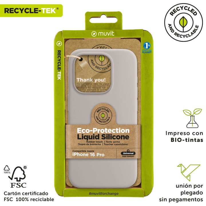 Capa Muvit recycletek liquid silicone para Apple iPhone 16 pro nude…