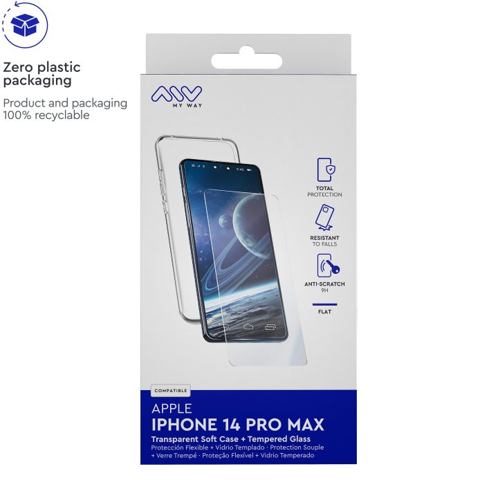 Myway Case for Apple iPhone 14 Pro Max Transparent + Tempered Glass…