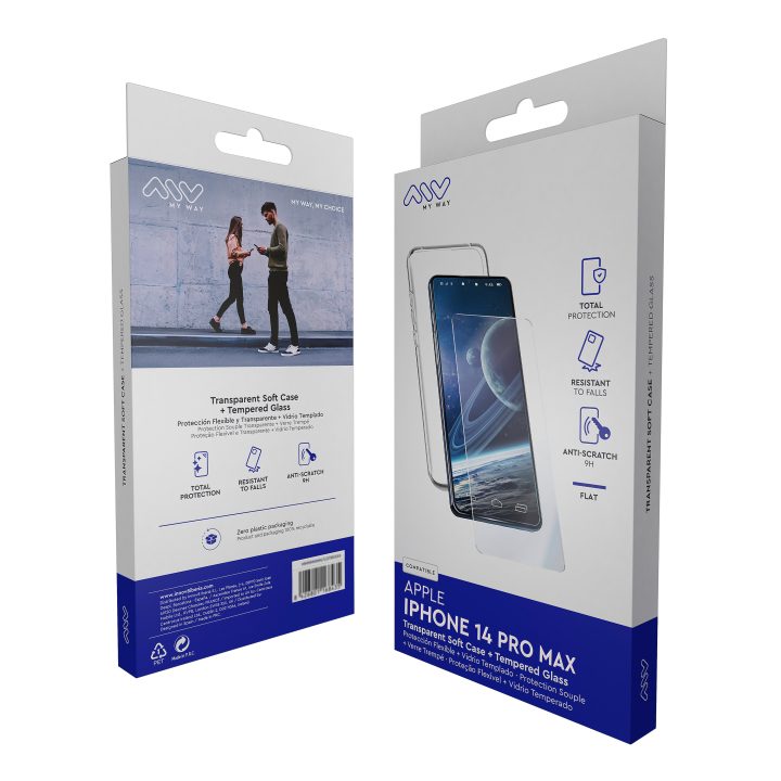 Myway Case for Apple iPhone 14 Pro Max Transparent + Tempered Glass…