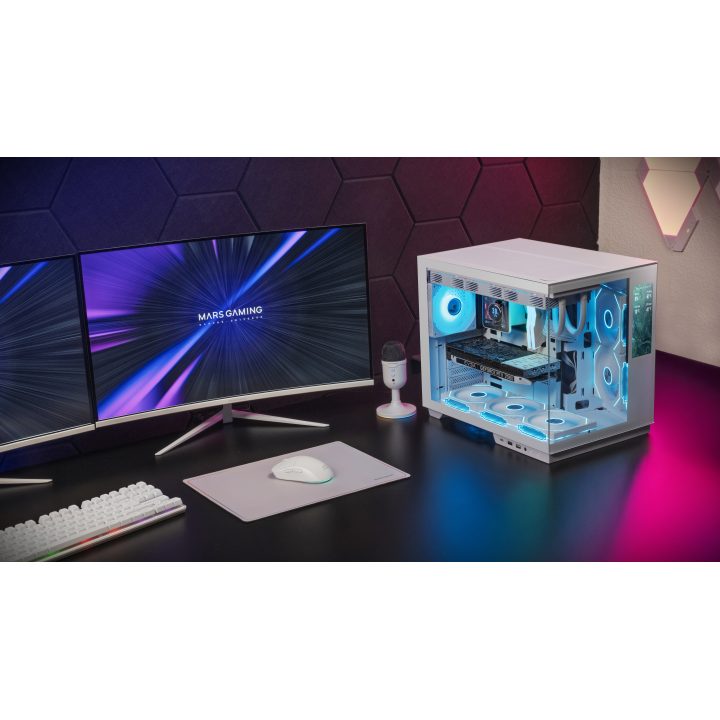 Mars Gaming MCMIRAGEW White Midi Tower PC Case