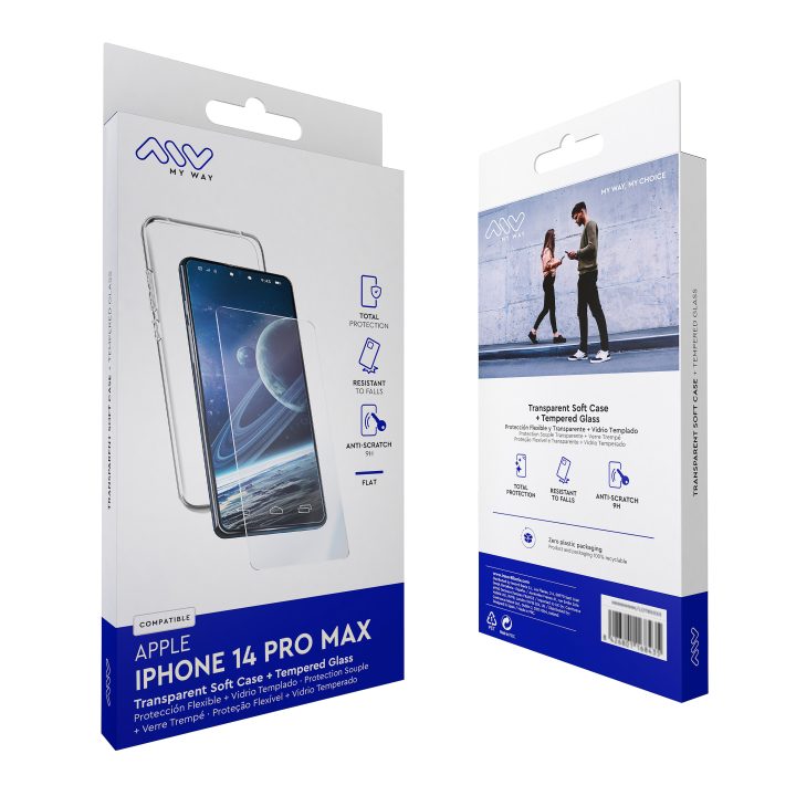 Myway Case for Apple iPhone 14 Pro Max Transparent + Tempered Glass…