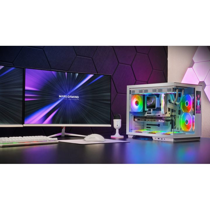 Mars Gaming MCMIRAGEW White Midi Tower PC Case