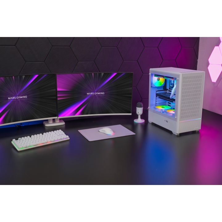Mars Gaming MCQUANTUMW White Midi Tower PC Case