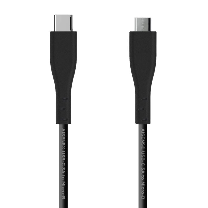 AISENS USB 2.0 3A Cable, USB C/M - Micro B/M, Black, 1.0 m