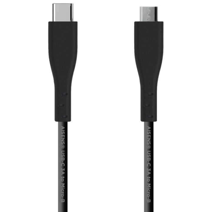 AISENS USB 2.0 3A Cable, USB C/M - Micro B/M, Black, 1.0 m