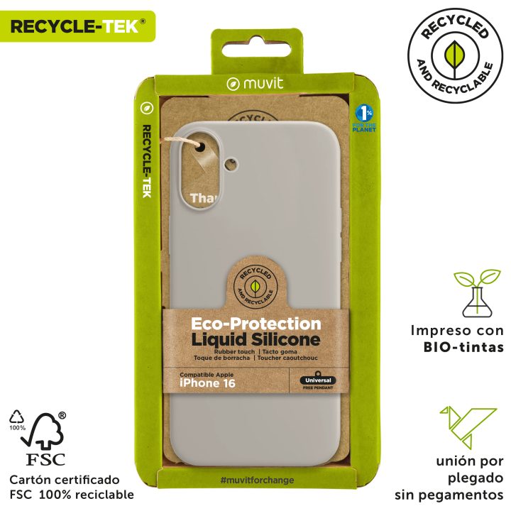 Muvit recycletek liquid silicone case for Apple iPhone 16 nude…