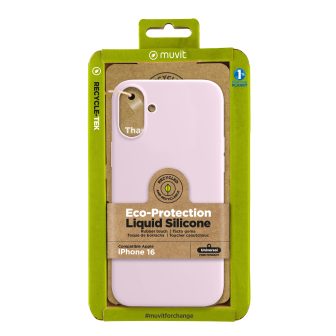 Capa Muvit recycletek liquid silicone para Apple iPhone 16 rosa…
