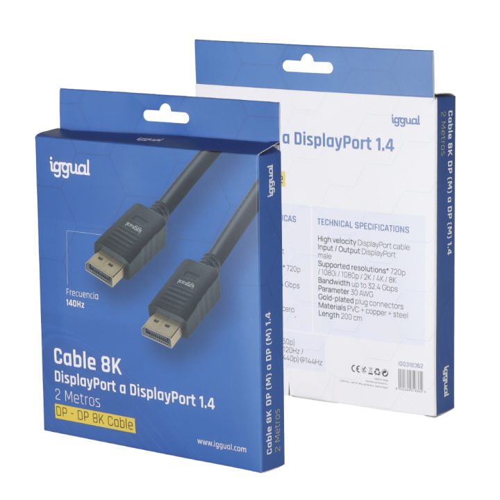 iggual DisplayPort Cable (M) 1.4 8K@60Hz 2 meters