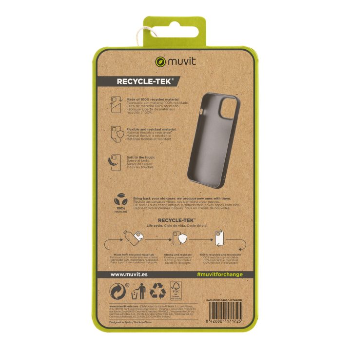 Muvit recycletek Case for Apple iPhone 15 Black (MCCRS0467)