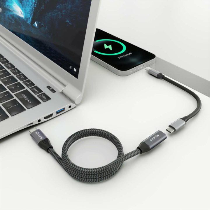AISENS Cable USB 3.2 Gen2x2 Aluminio 20Gbps 8K@30Hz 5A 100W, Tipo…