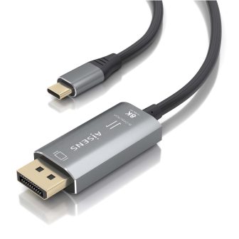 AISENS Bidirectional Aluminum USB-C to DisplayPort 8K@60Hz Converter…
