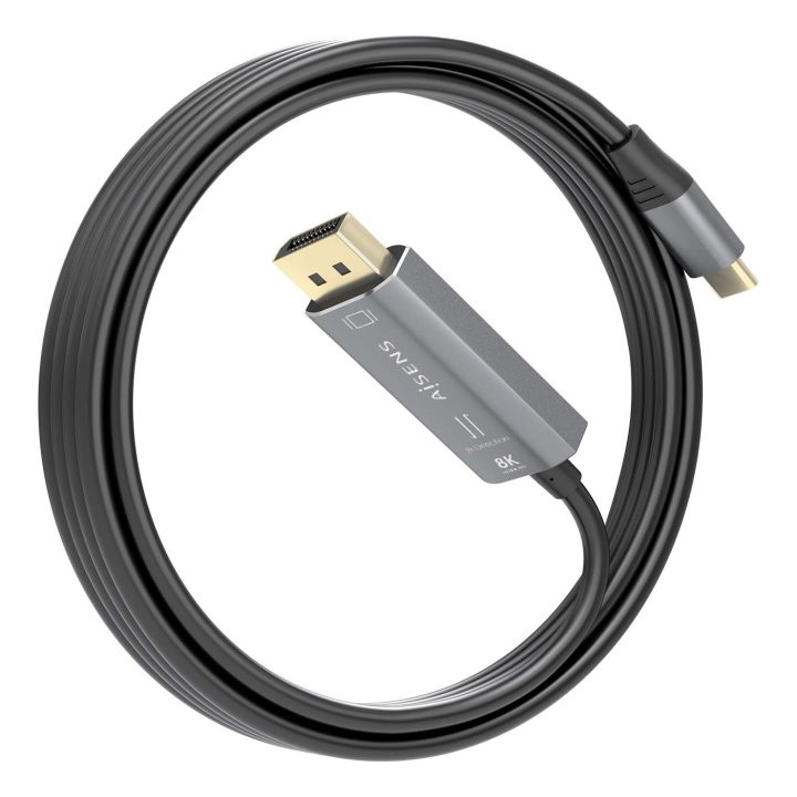 AISENS Bidirectional Aluminum USB-C to DisplayPort 8K@60Hz Converter…