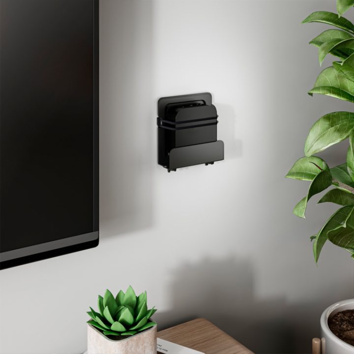 AISENS Universal Wall Mount for Mini PC, Router, Black