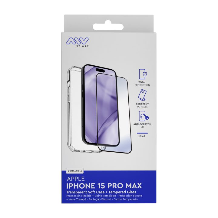 Myway Case for Apple iPhone 15 Pro Max Transparent + Tempered Glass…