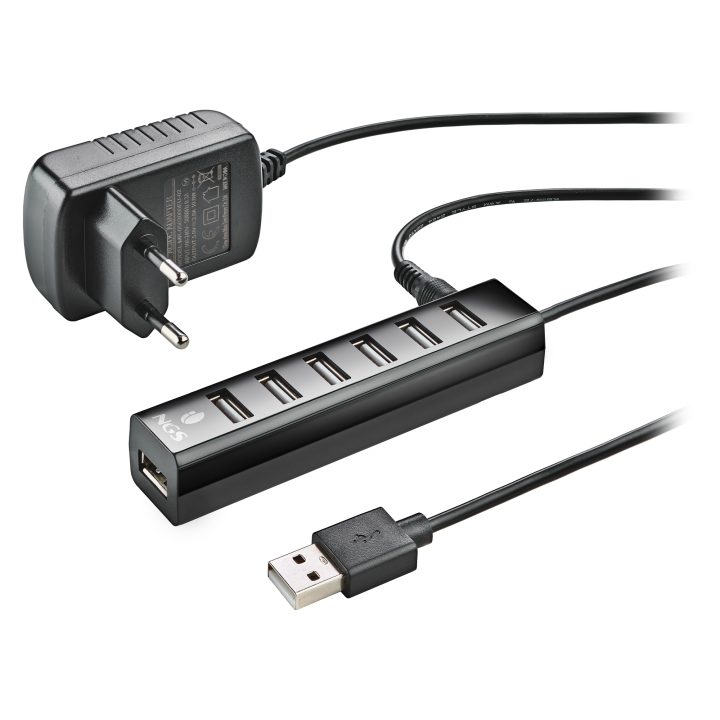NGS IHUB7 TINY USB 2.0 480 Mbit/s Black