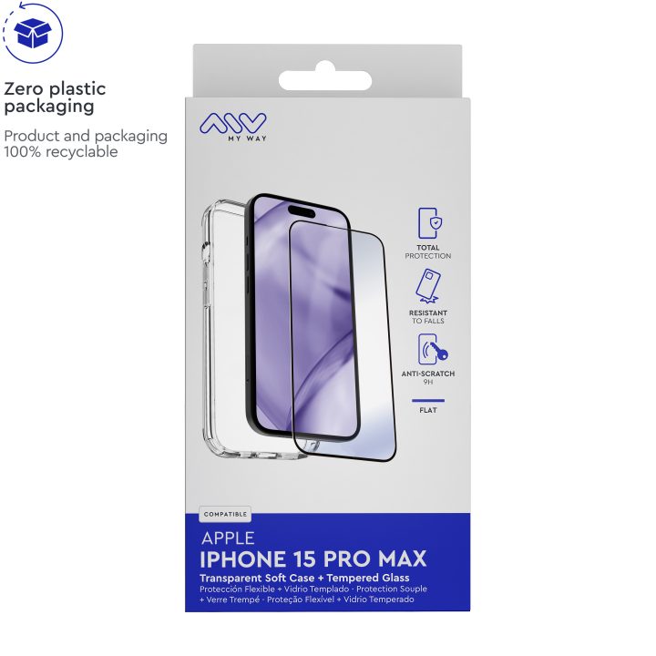 Capa Myway para Apple iPhone 15 Pro Max transparente + protetor de…