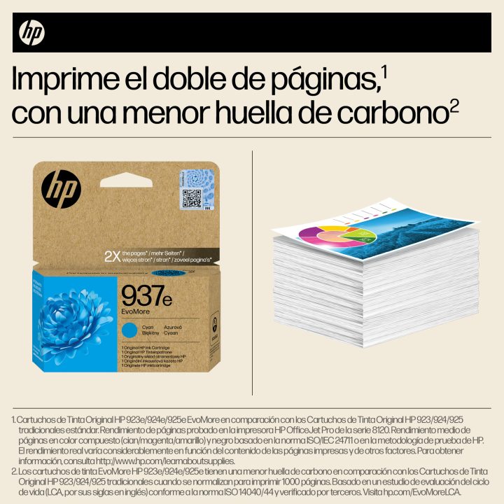 HP Original EvoMore 937e Cyan Ink Cartridge