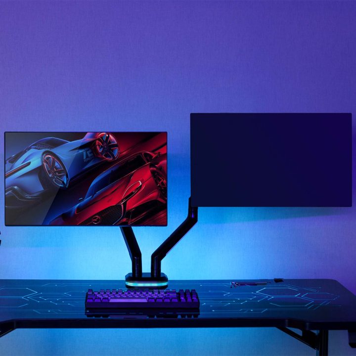 AISENS RGB Gaming Desk Mount Counterbalance Swivel and Tilt…