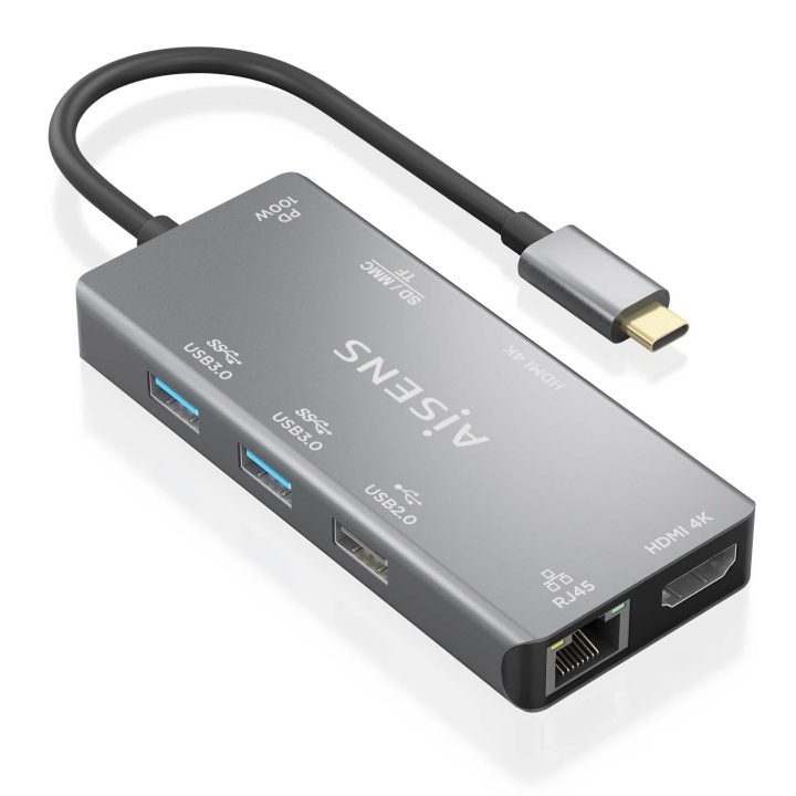 AISENS USB-C Dock 9-in-1, USB-C to 2xHDMI, 1xRJ45, 2xUSB-A USB3.0…
