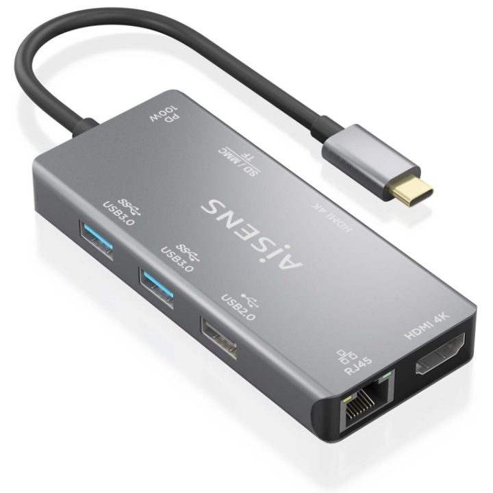 AISENS USB-C Dock 9-in-1, USB-C to 2xHDMI, 1xRJ45, 2xUSB-A USB3.0…