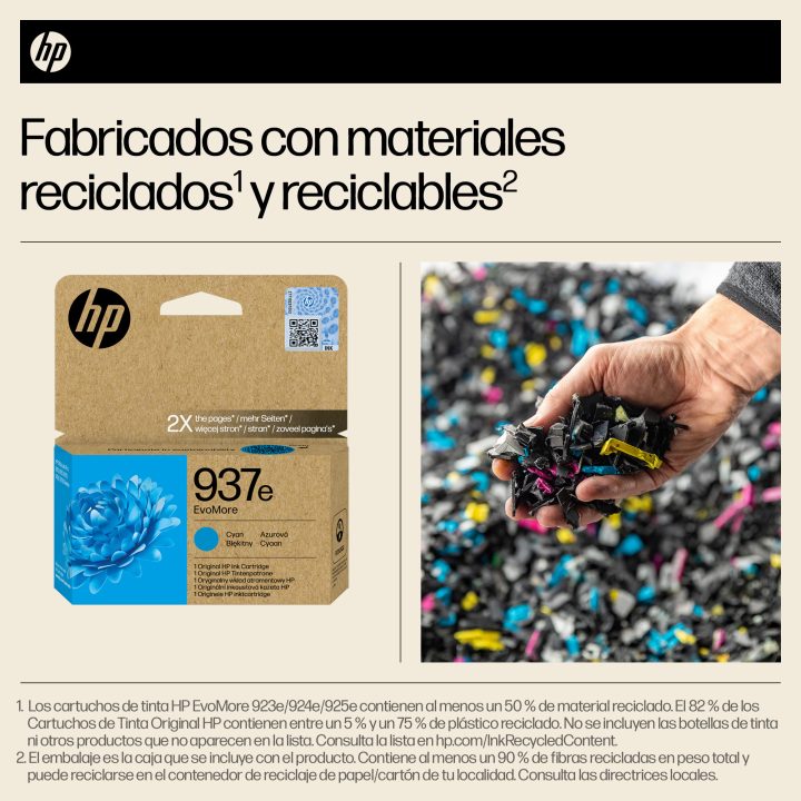 HP Cartucho de Tinta Original EvoMore 937e ciano