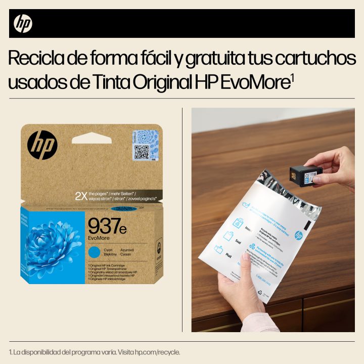 HP Original EvoMore 937e Cyan Ink Cartridge