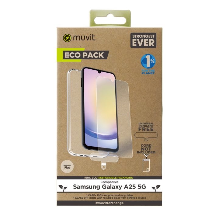 Muvit Case for Samsung Galaxy A25 5G + Flat Tempered Glass Screen…