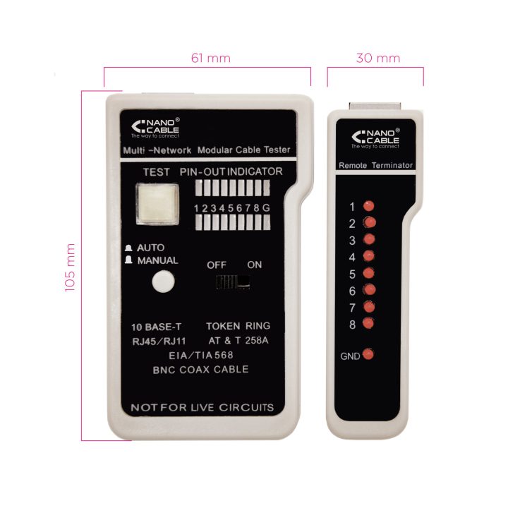 Nanocable RJ11/RJ12/RJ45, COAXIAL CABLE TESTER