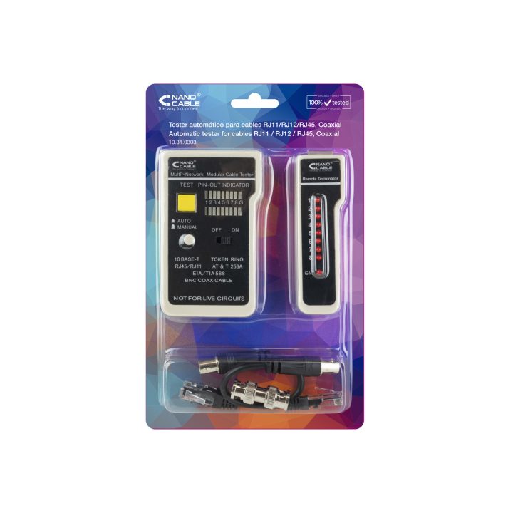 Nanocable RJ11/RJ12/RJ45, COAXIAL CABLE TESTER