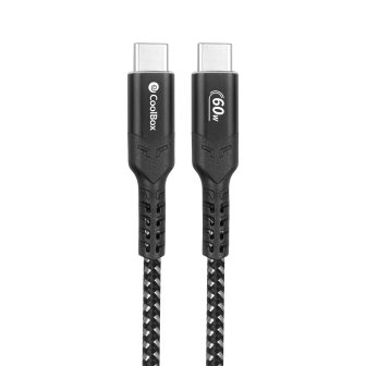 CoolBox Braided USB-C/USB-C 3.2 GEN2 10Gbps Data + 60W Fast Charging…